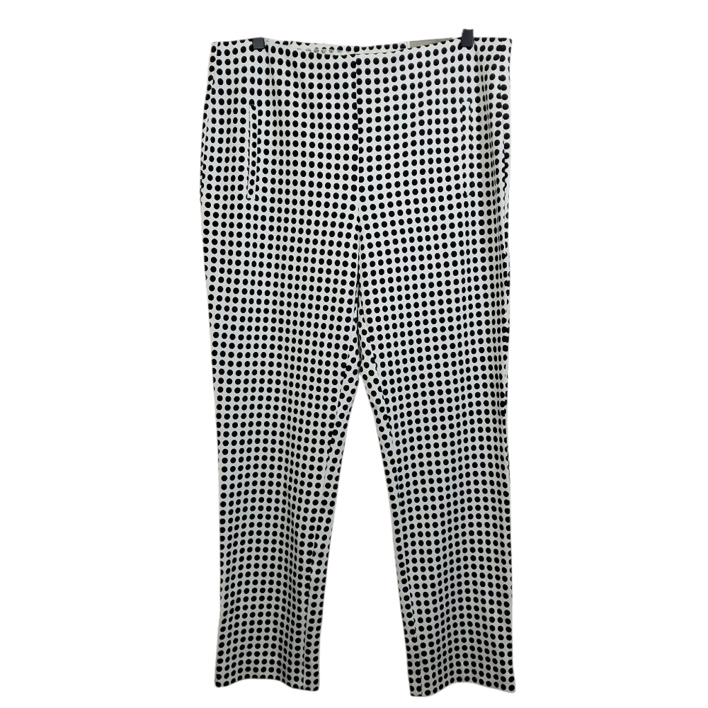 NWT Chico's The Juliet Dot Print Ankle Pants Black White Size Large Straight Leg